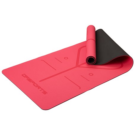 Tapis de Yoga DF SPORTS antidérapant 183x61x0.6cm avec housse - Modèle Nirvana - Rouge