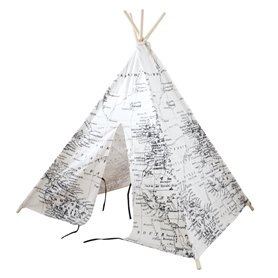 Tipi World Map Noir et Blanc SUNNY