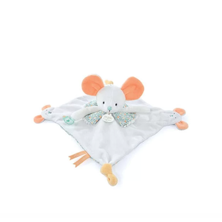 Doudou avec marionnette a doigts - souris