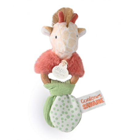 Doudou girafe - hochet en bois