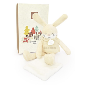 Doudou lapin beige avec mouchoir - sweety - 25 cm