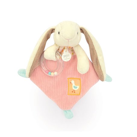 Doudou hochet Lapin Ciboulette - 21 cm