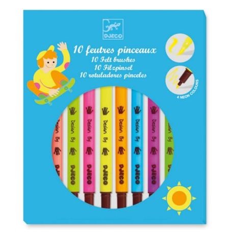 10 feutres pinceaux coloris Pop