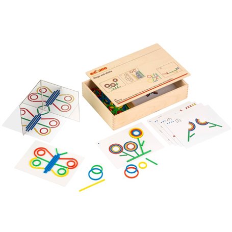 Jeu de formes et couleurs - reproduire le modele - Anneaux et bâtonnets - jeu Montessori