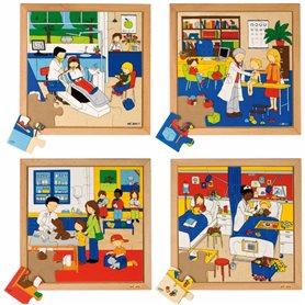 Puzzle la santé: lot de 4 puzzles - jeu Montessori