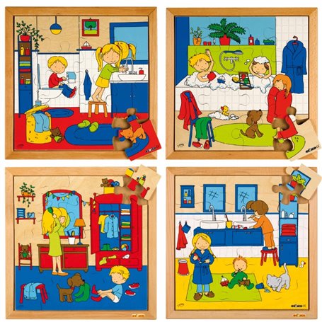 Puzzle l'hygiène: lot de 4 puzzles - jeu Montessori