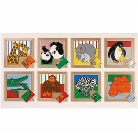 Puzzle animal Maman et leurs bébés: le lot de 4 puzzles - jeu Montessori