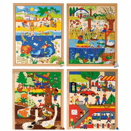 Puzzle Qu'est-ce qui se passe au-dessus et au-dessous: le lot de 4 puzzles - jeu Montessori