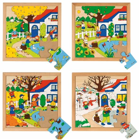 Puzzle les saisons: le lot de 4 puzzles - jeu Montessori