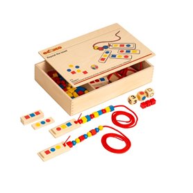 Jeu de formes et couleurs - reproduire modèle - perles et lacets - jeu Montessori