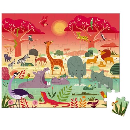 Puzzle la rerserve animaliere - 54 pieces