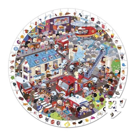 Puzzle d observation rond Les Pompiers