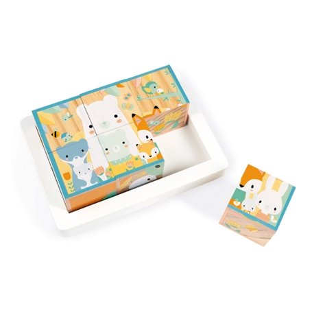 Barquette 6 cubes en bois Pure