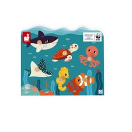 Puzzle a tenons en bois animaux marins WWF