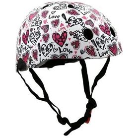 Casque de vélo - blanc coeur rose