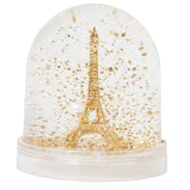 Boule a neige tour Eiffel Pailletee doree - Les Parisettes