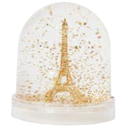 Boule a neige tour Eiffel Pailletee doree - Les Parisettes