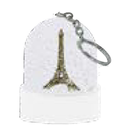 Porte-cles boule a neige socle blanc - tour Eiffel - Les Parisettes