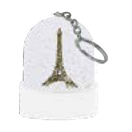 Porte-cles boule a neige socle blanc - tour Eiffel - Les Parisettes