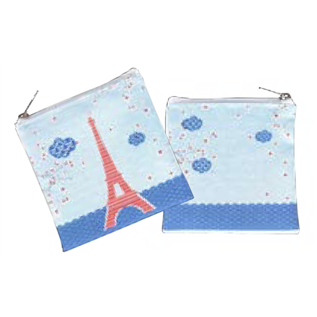 Pochette PM a fleurs avec tour Eiffel - Les Parisettes