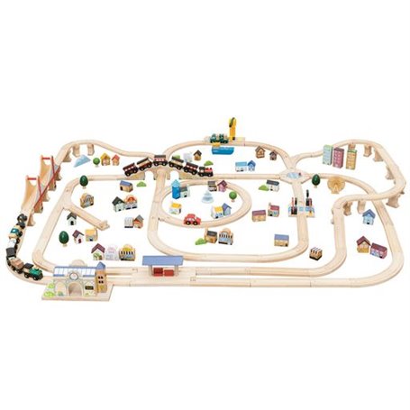 Circuit de train en bois - avec gare