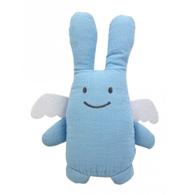 Ange Lapin Doudou avec Hochet - Bleu