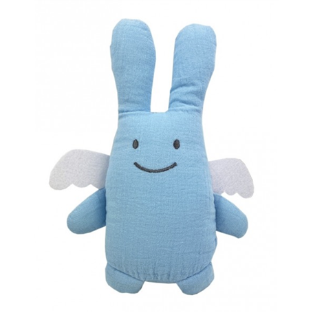 Ange Lapin Doudou avec Hochet - Bleu