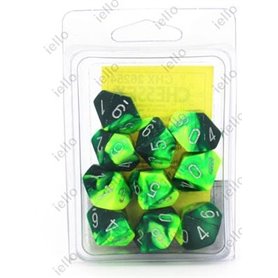 Chessex Set de 10 des 10 faces verte et jaune