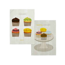 Tissu de cuisine HappyFriday Cupcakes Multicouleur 70 x 50 cm (2 Unités)