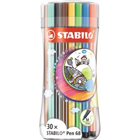 STABILO Pen 68 stylo-feutre Moyen Multicolore 30 pièce(s)