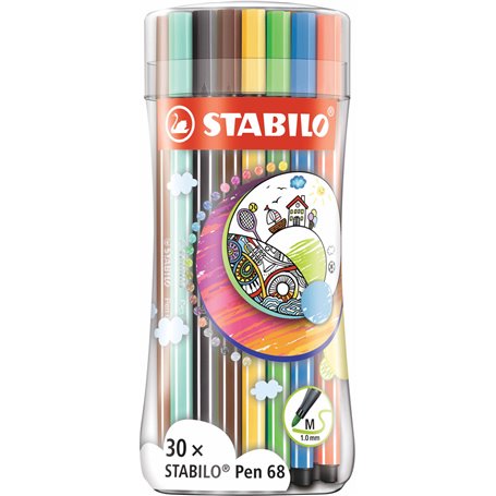STABILO Pen 68 stylo-feutre Moyen Multicolore 30 pièce(s)