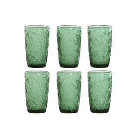 Set de Verres Home ESPRIT Vert Verre Avec relief 370 ml