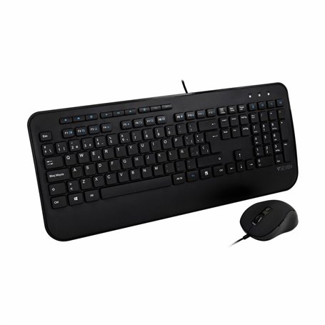 V7 Clavier USB grande taille avec repose-mains et souris ambidextre - ES