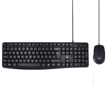 Ewent EW3007 clavier Souris incluse Bureau USB QWERTY Portuguais Noir