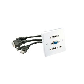 Lindy 60220 prise de courant HDMI + VGA + USB A + 3.5mm Blanc