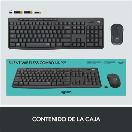 Logitech MK295 Silent Wireless Combo clavier Souris incluse USB QWERTY Espagnole Blanc