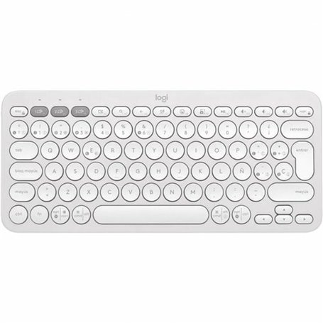 Logitech Pebble Keys 2 K380s clavier RF sans fil + Bluetooth QWERTY Espagnole Blanc