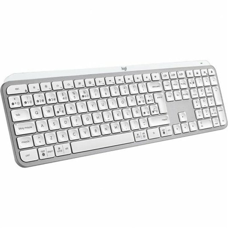 Logitech MX Keys S clavier RF sans fil + Bluetooth QWERTY Espagnole Aluminium, Blanc