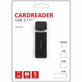 Trust NANGA lecteur de carte mémoire USB 3.2 Gen 1 (3.1 Gen 1) Type-A Noir