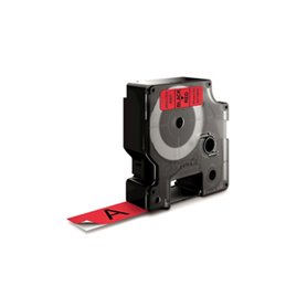 DYMO D1 - Standard Étiquettes - Noir sur rouge - 19mm x 7m