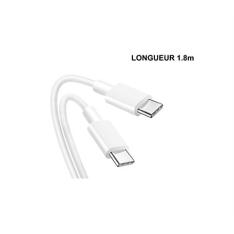 DLH CABLE USB-C VERS USB-C 1.8M 3.25A 65W max BLANC