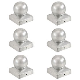 vidaXL Bouchons de poteau 6 pcs Globe final Métal galvanisé 71x71 mm