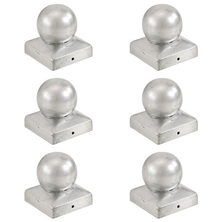 vidaXL Bouchons de poteau 6 pcs Globe final Métal galvanisé 71x71 mm