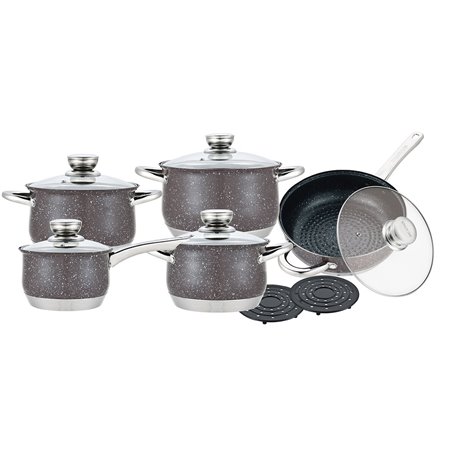 Batterie de Cuisine Royalty Line 1232 Noir Acier 12 Pièces