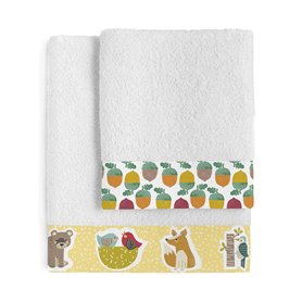 Ensemble de serviettes de toilette HappyFriday Harvestwood Multicouleur 2 Pièces