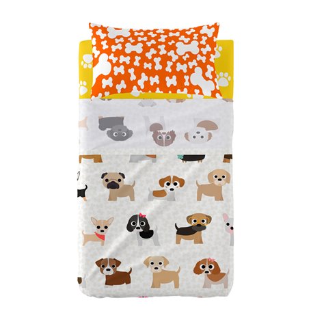 Jeu de draps pour berceau HappyFriday Multicouleur Lit de bébé Chien 2 Pièces