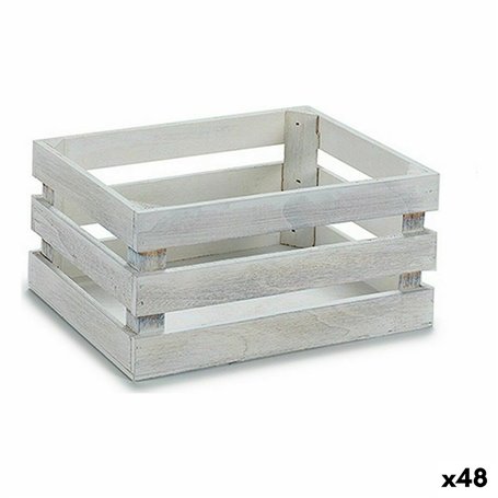 Boîte Décorative Blanc Bois de peuplier 22 x 9 x 13 cm (48 Unités)