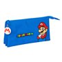 Trousse Fourre-Tout Triple Super Mario Play Bleu Rouge 22 x 12 x 3 cm