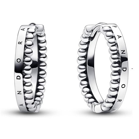 Boucles d´oreilles Femme Pandora SIGNATURE LOGO & BEADS HOOP Argent 925