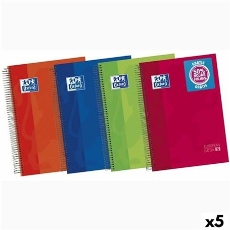 Cahier Oxford Multicouleur A4 120 Volets (5 Unités)